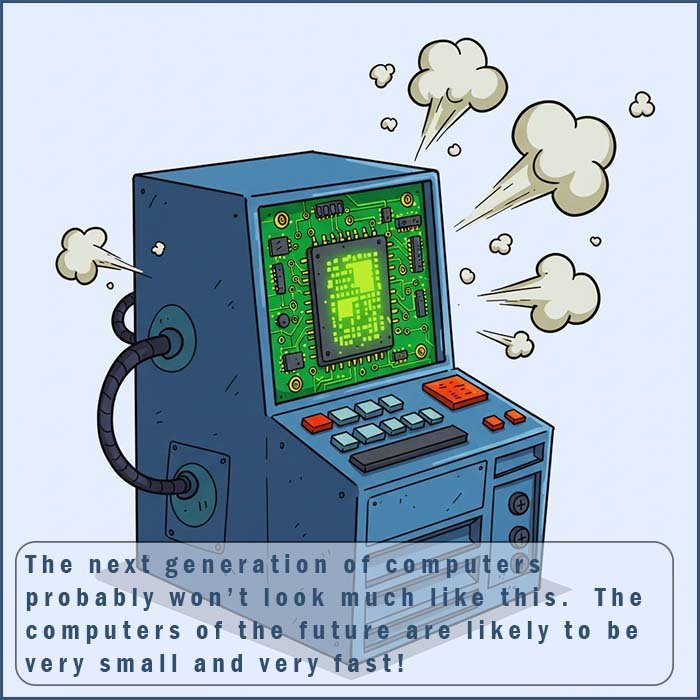 Comic style image to show a computer of the future.